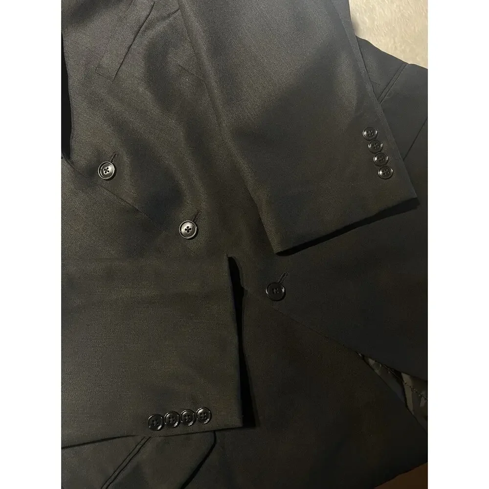 Jones New York Mens 46R Solid Black Blazer Sport Suit Jacket 3/2 Roll